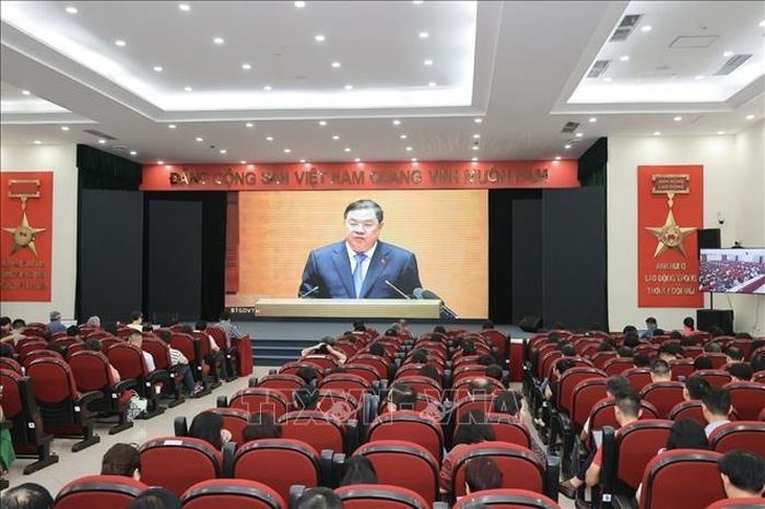 Cán bộ, đảng viên thuộc Đảng bộ Thông tấn xã Việt Nam tham dự Hội nghị. Ảnh: Minh Quyết/TTXVN