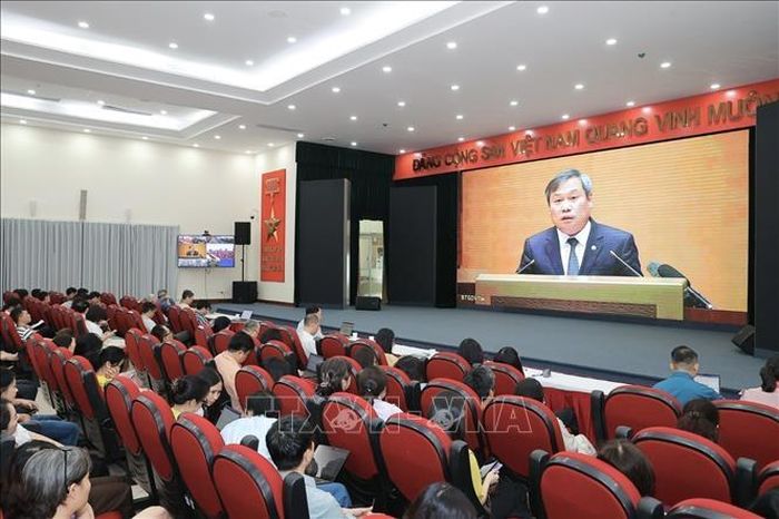 Cán bộ, đảng viên thuộc Đảng bộ Thông tấn xã Việt Nam tham dự Hội nghị. Ảnh: Minh Quyết/TTXVN