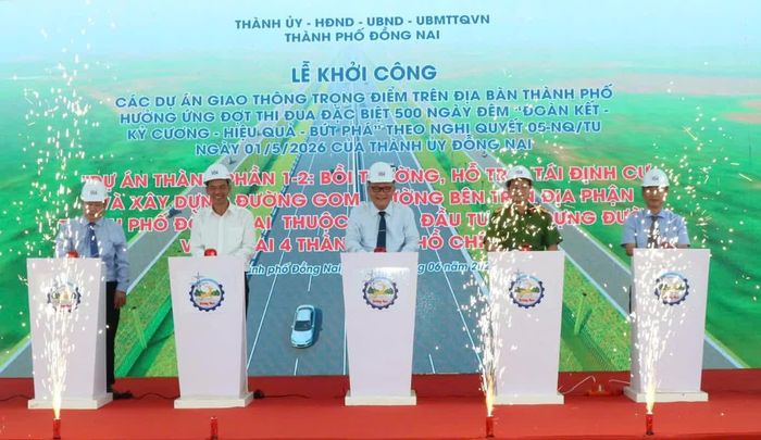 Lễ khởi công Dự án thành phần 1-2 xây dựng đường gom, đường bên trên địa phận TP Đồng Nai.
