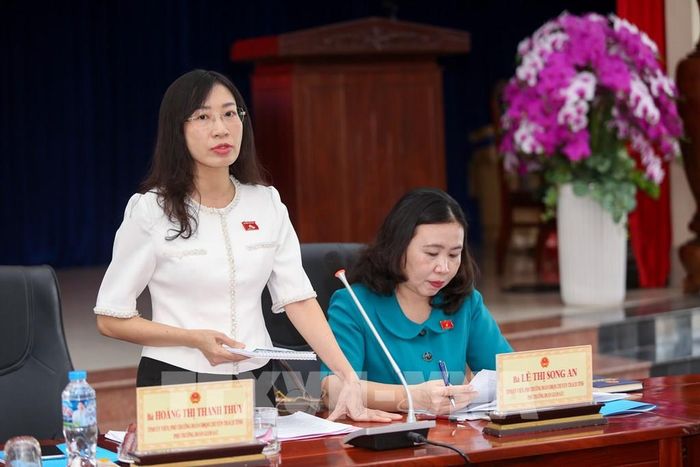 Phó Trưởng đoàn Đại biểu Quốc hội chuyên trách tỉnh Tây Ninh Hoàng Thị Thanh Thúy kết luận buổi giám sát. Ảnh: Giang Phương - TTXVN