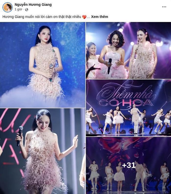 Hương Giang gửi lời cảm ơn đến tất cả. Ảnh: FBNV