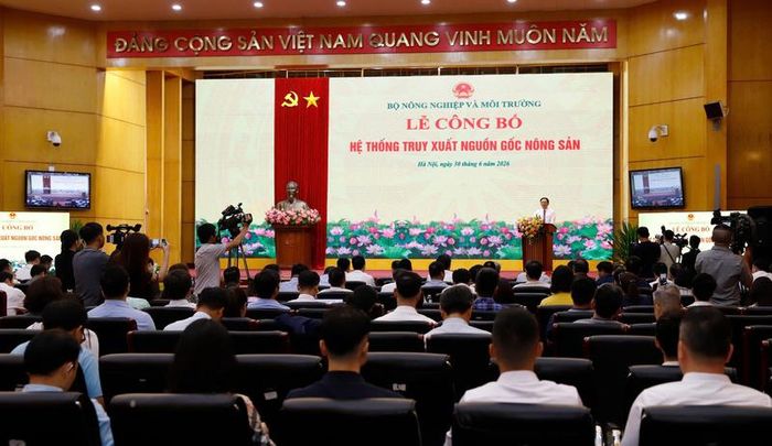 Lễ công bố Hệ thống truy xuất nguồn gốc nông sản. Ảnh: Khương Trung