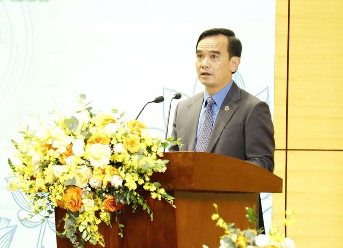 Ông Lê Thanh Xuân, Chủ tịch Công đoàn Than - Khoáng sản Việt Nam phát biểu tại lễ kỷ niệm. Ảnh: Công đoàn Than - Khoáng sản Việt Nam