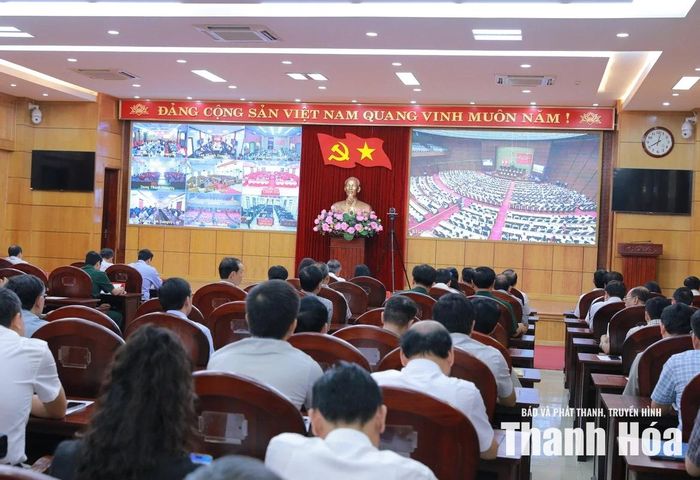Toàn cảnh điểm cầu Tỉnh ủy Thanh Hóa.