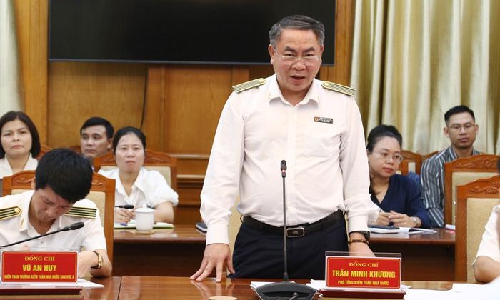  Đồng chí Trần Minh Khương, Phó Tổng Kiểm toán nhà nước phát biểu ý kiến. 