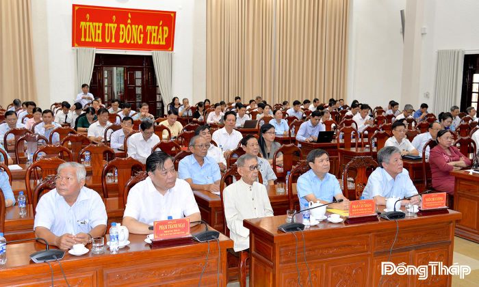 Các đại biểu tham dự tại điểm cầu tỉnh Đồng Tháp. 