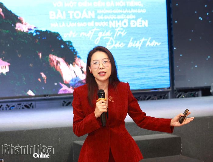 Bà Lê Quỳnh Thư - Giám đốc điều hành Công ty TNHH Apex Media nêu ý kiến tại hội thảo. 