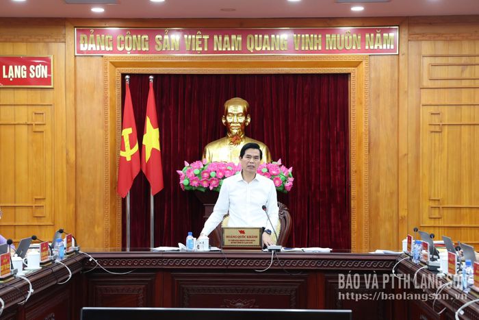 Đồng chí Hoàng Quốc Khánh, Ủy viên Trung ương Đảng, Bí thư Tỉnh ủy phát biểu tại hội nghị