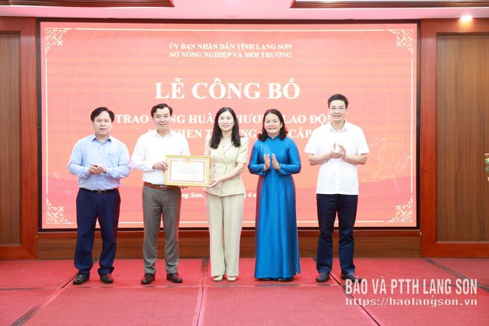 Đồng chí Trần Thanh Nhàn, Phó Chủ tịch UBND tỉnh trao bằng khen của Bộ trưởng Bộ NN&amp;MT cho tập thể Sở NN&amp;MT