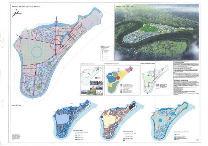 Phối cảnh 3D minh họa không gian đô thị hiện đại ven sông