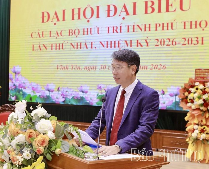 Phó Chủ tịch UBND tỉnh Nguyễn Khắc Hiếu phát biểu tại Đại hội.