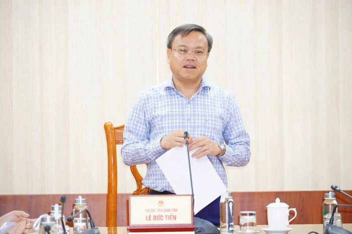 Đồng chí Phó Chủ tịch UBND tỉnh Lê Đức Tiến phát biểu kết luận tại buổi làm việc - Ảnh: H.L