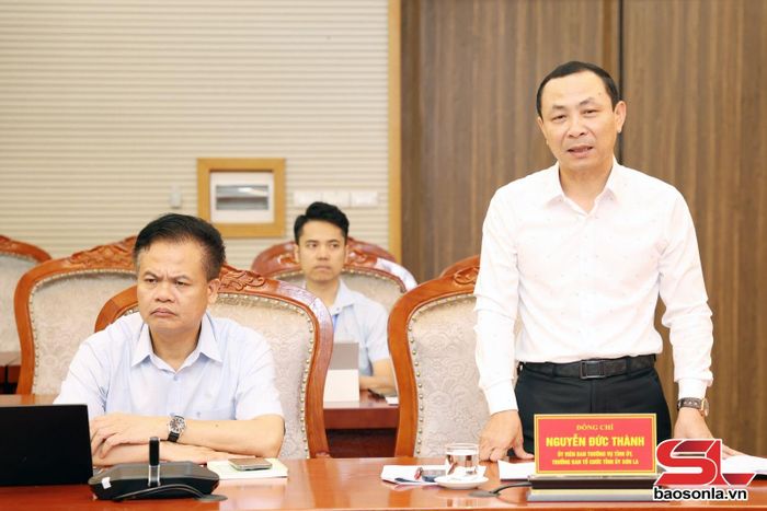 Đồng chí Nguyễn Đức Thành, Trưởng Ban Tổ chức Tỉnh ủy phát biểu tại cuộc làm việc.