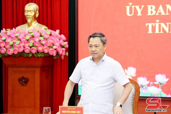 Đồng chí Chủ tịch UBND tỉnh phát biểu tại cuộc làm việc.