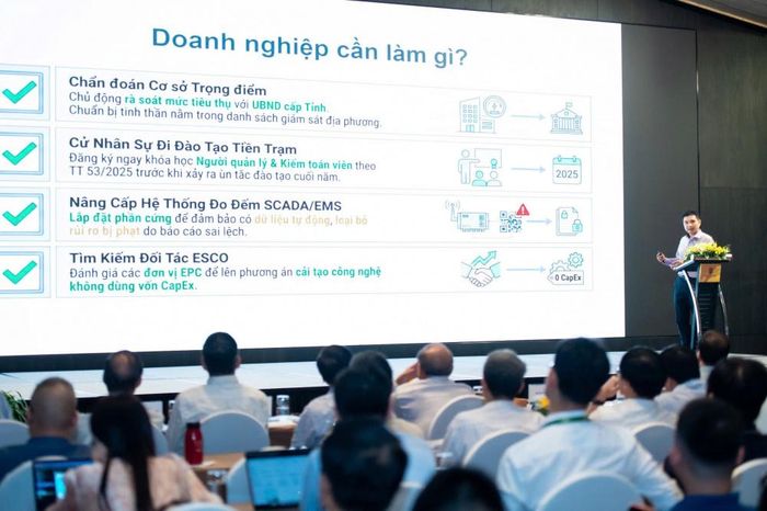 Ông Hà Đăng Sơn - Giám đốc Trung tâm Nghiên cứu Năng lượng và Tăng trưởng Xanh tham luận tại Hội thảo.