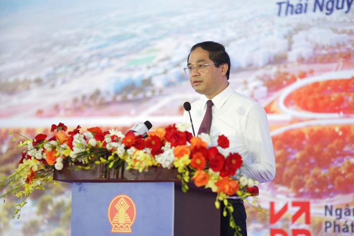 Bí thư Tỉnh ủy Thái Nguyên Trịnh Xuân Trường phát biểu tại lễ khởi công.