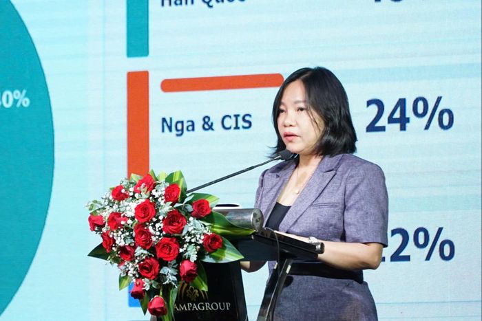 Bà Thái Thị Lệ Hằng, Giám đốc Sở Văn hóa, Thể thao và Du lịch chia sẻ tại hội thảo. Ảnh: H.S
