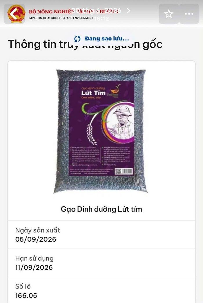 Kết quả hình ảnh truy xuất sản phẩm.