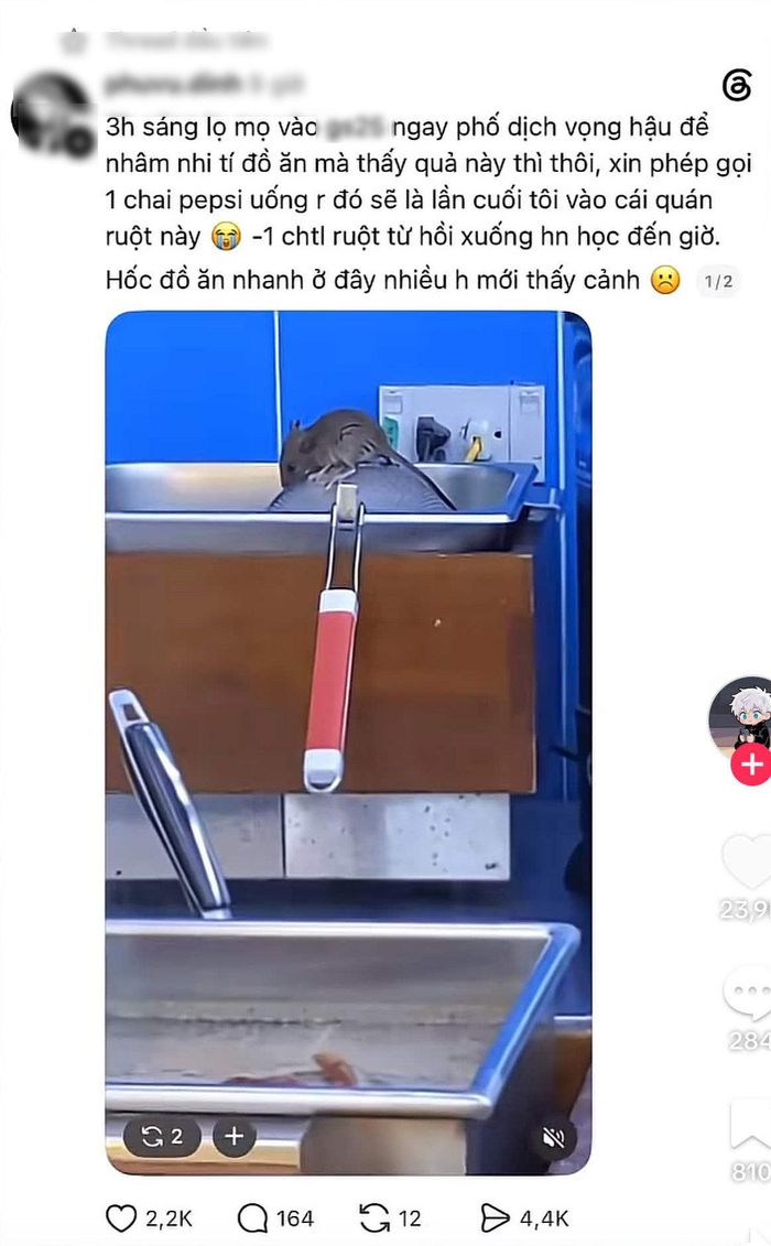 Hình ảnh chuột xuất hiện tại cửa hàng tiện lợi gây chú ý của nhiều khách hàng thường xuyên tiêu dùng tại chuỗi cửa hàng tiện lợi này