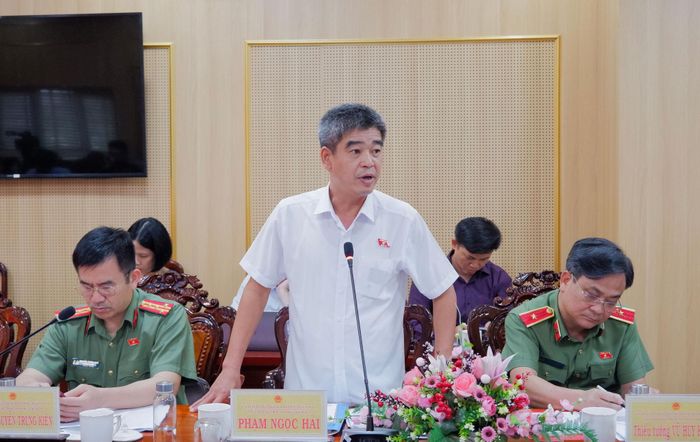 ĐBQH hoạt động chuyên trách tại Ủy ban Quốc phòng, An ninh và Đối ngoại Phạm Ngọc Hải phát biểu