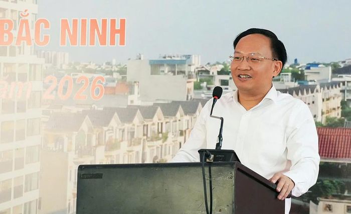 Ông Phạm Văn Thịnh, Phó Chủ tịch UBND tỉnh Bắc Ninh phát biểu tại lễ khởi công dự án.