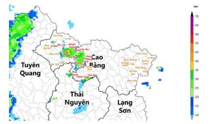 Ảnh radar thời tiết tỉnh Cao Bằng