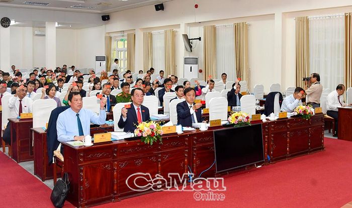 Đại biểu HĐND tỉnh biểu quyết thông qua các nghị quyết.