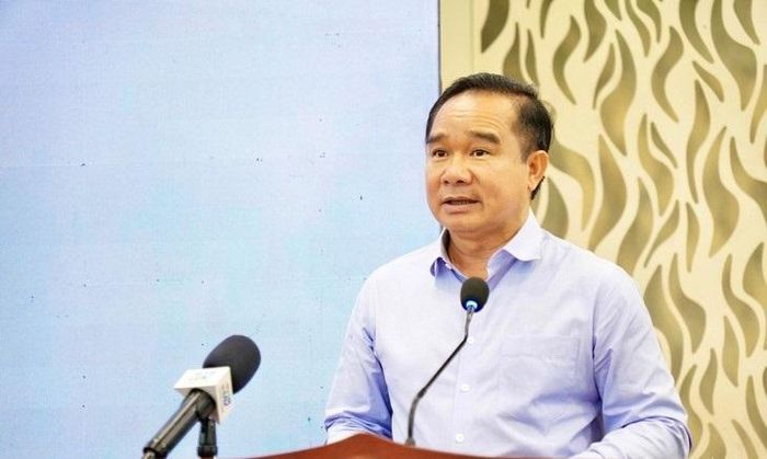 Ủy viên Ban Chấp hành Trung ương Đảng, Phó bí thư Thành ủy, Chủ tịch UBND TP. Hồ Chí Minh Nguyễn Văn Được trình bày tham luận tại điểm cầu TP.Hồ Chí Minh - Ảnh: QUANG ĐỊNH