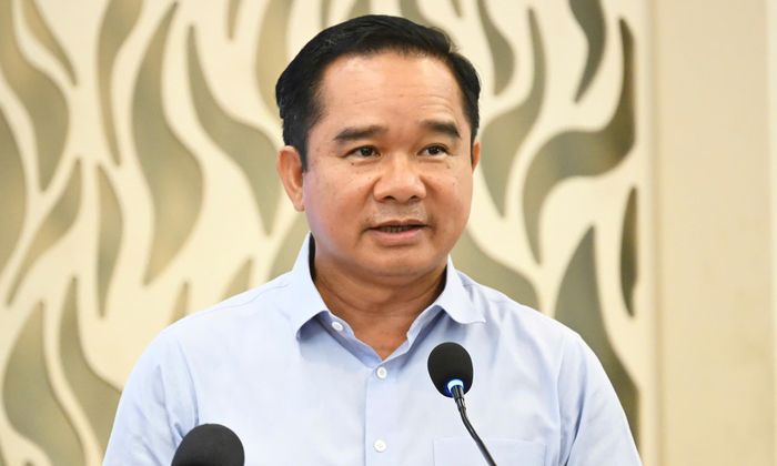 Chủ tịch UBND TP.HCM Nguyễn Văn Được trình bày tham luận tại hội nghị. Ảnh: Việt Dũng/SGGP