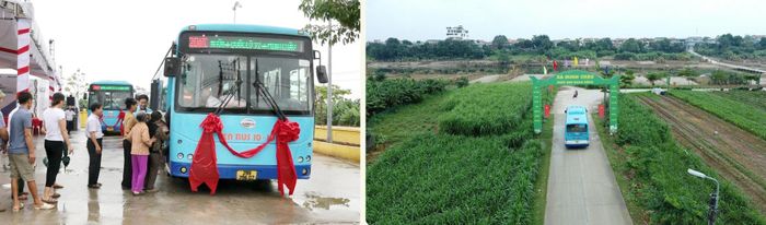 Người dân Minh Châu trải nghiệm chuyến xe buýt.