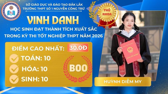 Thông tin của Diễm My được nhà trường đăng tải.