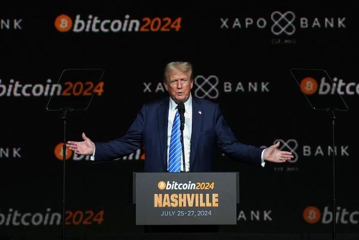  Tổng thống Mỹ Donald Trump phát biểu tại sự kiện Bitcoin 2024 ở Nashville, Tennessee (Mỹ) tháng 7/2024. Ảnh: Reuters. 
