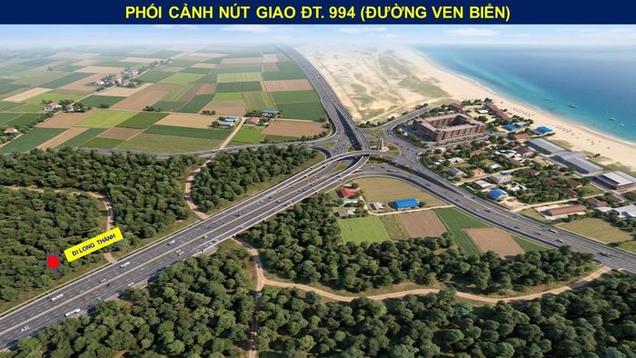 Khu vực điểm cuối của tuyến cao tốc Hồ Tràm - sân bay Long Thành kết nối trực tiếp với đường ven biển TP.HCM - Lâm Đồng (DT994) và tuyến đường tỉnh DT999B.
