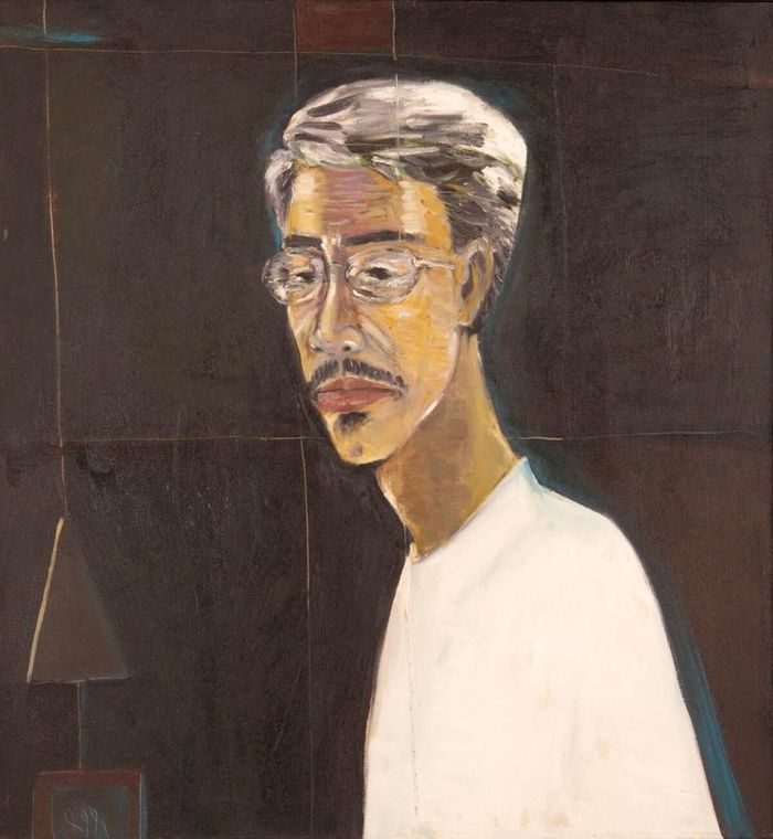 Tác phẩm “Tự họa” (sơn dầu, 70 x 70 cm, 1999) của Nguyễn Quân