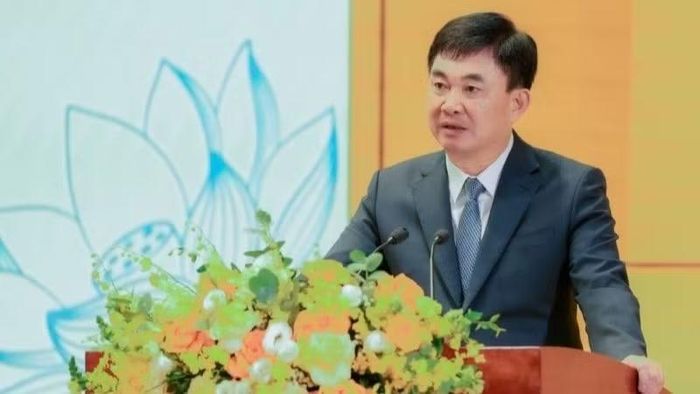 Đồng chí Ngô Hoàng Ngân, Bí thư Đảng ủy, Chủ tịch Hội đồng thành viên Tập đoàn Than-Khoáng sản Việt Nam phát biểu.