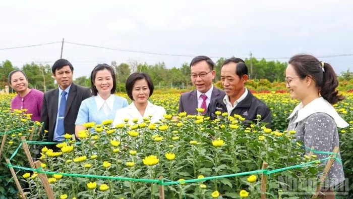 Lãnh đạo phường Điện Bàn Bắc kiểm tra thực tế tại làng hoa Hà Đông.