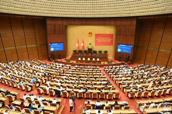 Quang cảnh Hội nghị toàn quốc sơ kết 1 năm 6 tháng triển khai thực hiện Nghị quyết số 57-NQ/TW, ngày 22/12/2024 của Bộ Chính trị về đột phá phát triển khoa học, công nghệ, đổi mới sáng tạo và chuyển đổi số quốc gia.