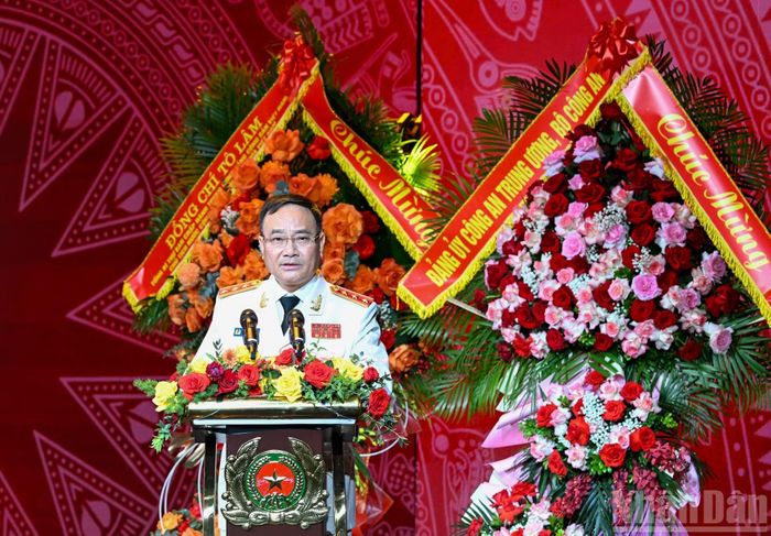 Thượng tướng Phạm Thế Tùng, Thứ trưởng Công an phát biểu tại lễ kỷ niệm.
