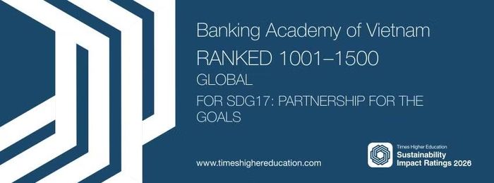 Học viện Ngân hàng được xếp hạng 1001-1500 thế giới ở SDG 17. (Ảnh: HVNH)