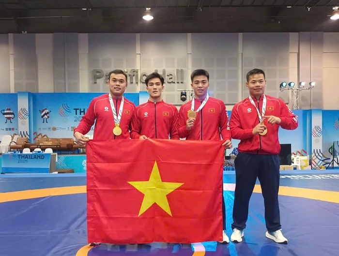 Các tuyển thủ môn vật Quân đội tại SEA Games 33. Ảnh minh họa: qdnd.vn