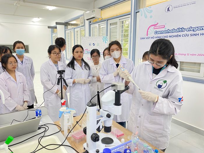  Sinh viên ngành Công nghệ sinh học Trường ĐH Khoa học Tự nhiên (ĐHQG TPHCM) trong giờ thực hành - Ảnh: THANH HÙNG 