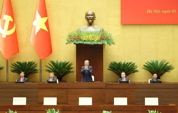  Tổng Bí thư, Chủ tịch nước Tô Lâm và các đồng chí lãnh đạo Đảng, Nhà nước chủ trì hội nghị. Ảnh: QUANG PHÚC 