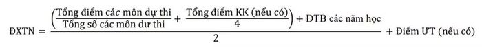 Trong đó, điểm trung bình các năm học ở cấp THPT được tính theo công thức dưới đây:
