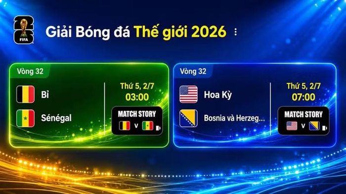 Lịch thi đấu World Cup 2026 ngày 1/7.