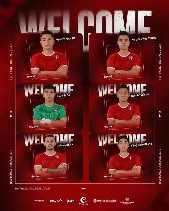 CLB Hải Phòng cũng chiêu mộ cùng lúc 6 tân binh chuẩn bị cho mùa giải V-League 2026/27. Ảnh: Internet.