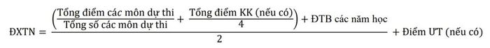 Trong đó, điểm trung bình các năm học ở cấp THPT được tính theo công thức dưới đây: