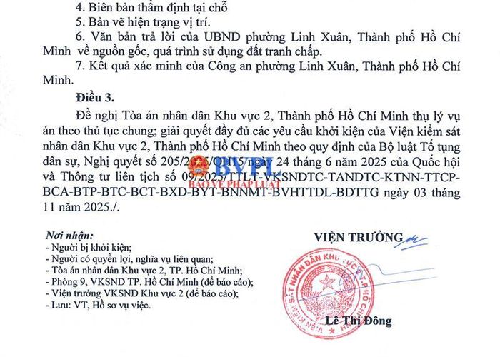 Quyết định khởi kiện của VKSND Khu vực 2 TP Hồ Chí Minh.