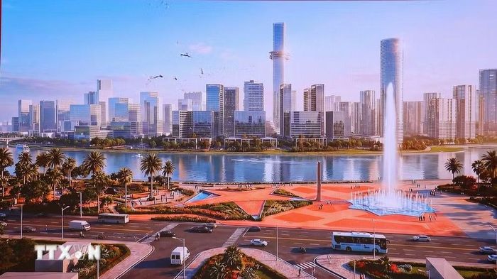 Phối cảnh Dự án Công viên văn hóa Bến Nhà Rồng-Khánh Hội và Cây xanh công cộng Bến Bạch Đằng, hình thành trục không gian văn hóa-lịch sử ven sông Sài Gòn. (Ảnh: TTXVN phát)