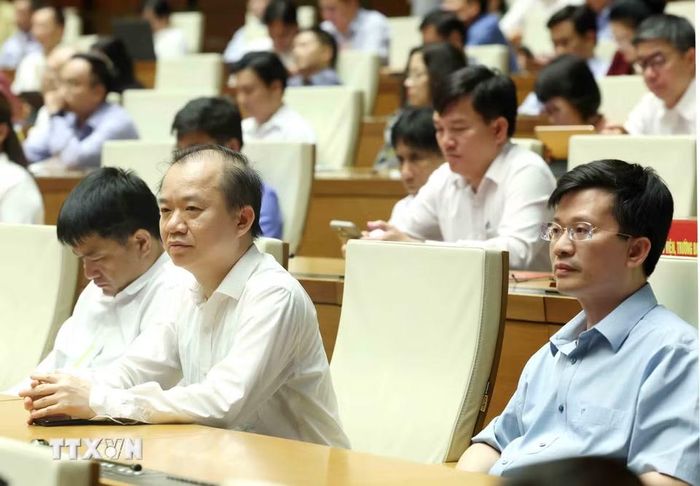 Đại biểu tham dự hội nghị tại điểm cầu Trung tâm - Hội trường Diên Hồng, Nhà Quốc hội (Hà Nội). (Ảnh: Phương Hoa/TTXVN)