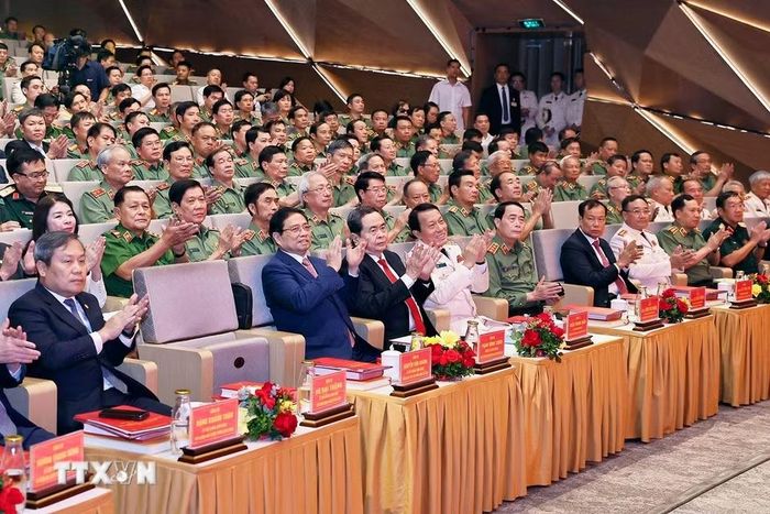Chủ tịch Quốc hội Trần Thanh Mẫn và đại biểu dự Lễ kỷ niệm. (Ảnh: Doãn Tấn/TTXVN)